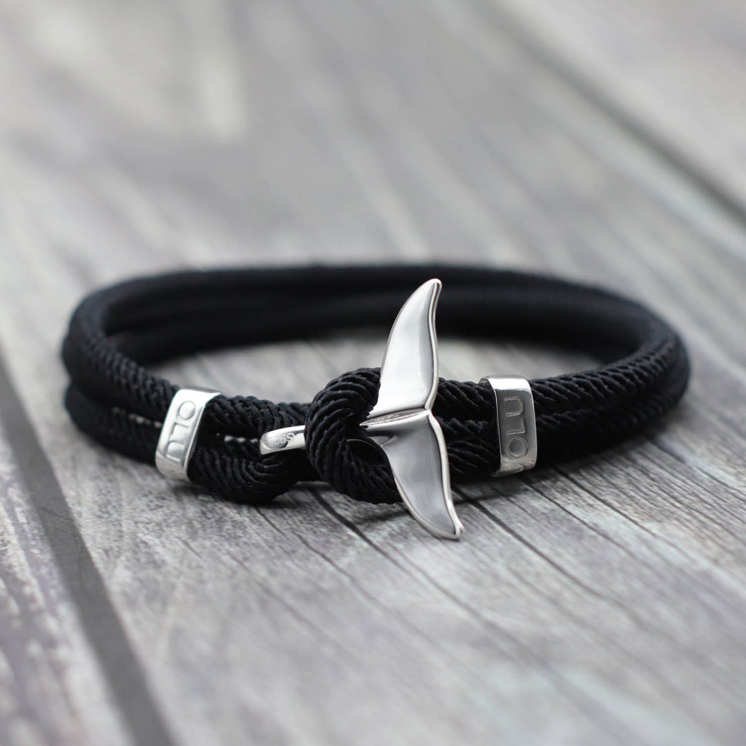 ★HARANG★ Whale Tail Half Half Chain Bracelet Sterling Silver Whale Tail Bracelets – Ocean Lovers United
