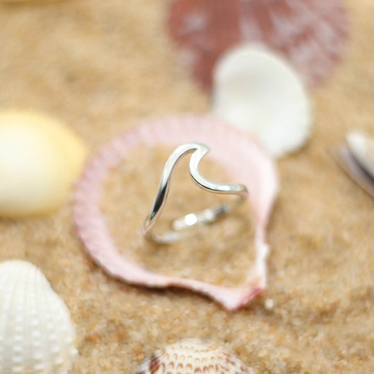 Ocean Wave Ring - .925 Sterling Silver High Polish Ring Sizes 4-12 - View #3