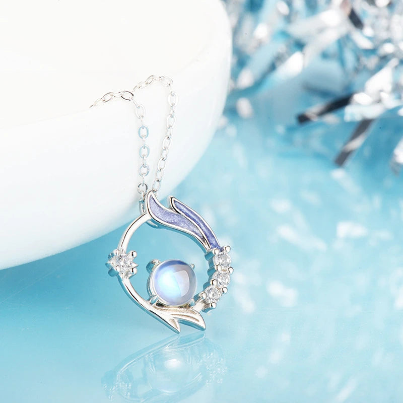 Moonstone Mermaid Tail Necklace